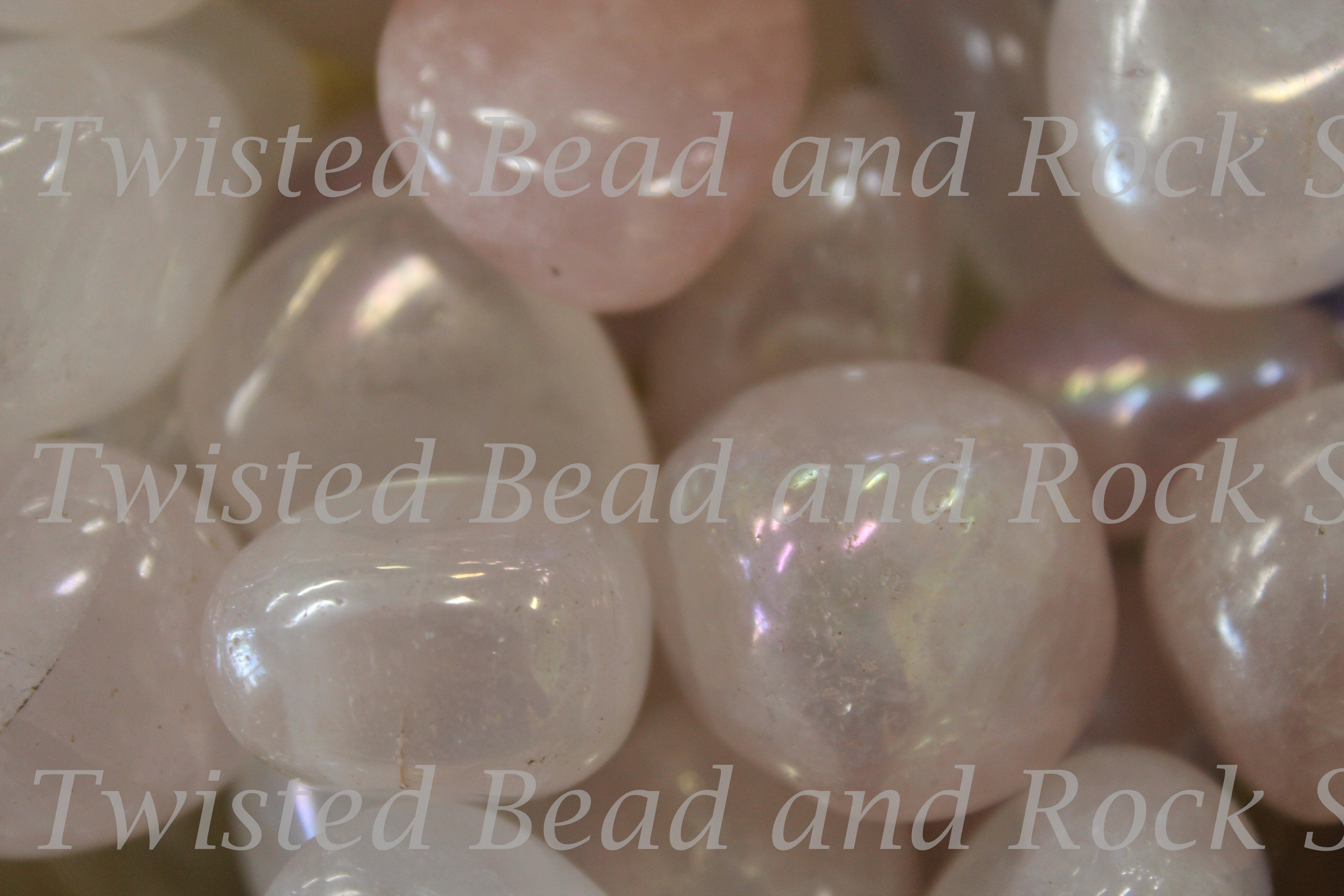 Rose Quartz Titanium Coated Tumbled Crystals The Twisted Bead and