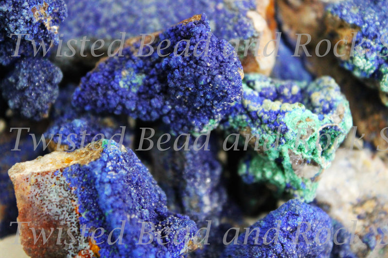 Azurite with Malachite Rough Crystals