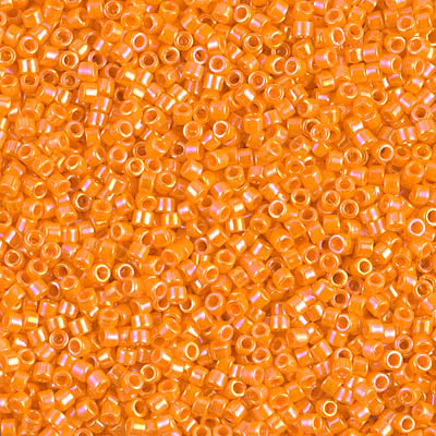 11/0, glass, Opaque AB Manderine Delica Miyuki Seed Beads DB1573