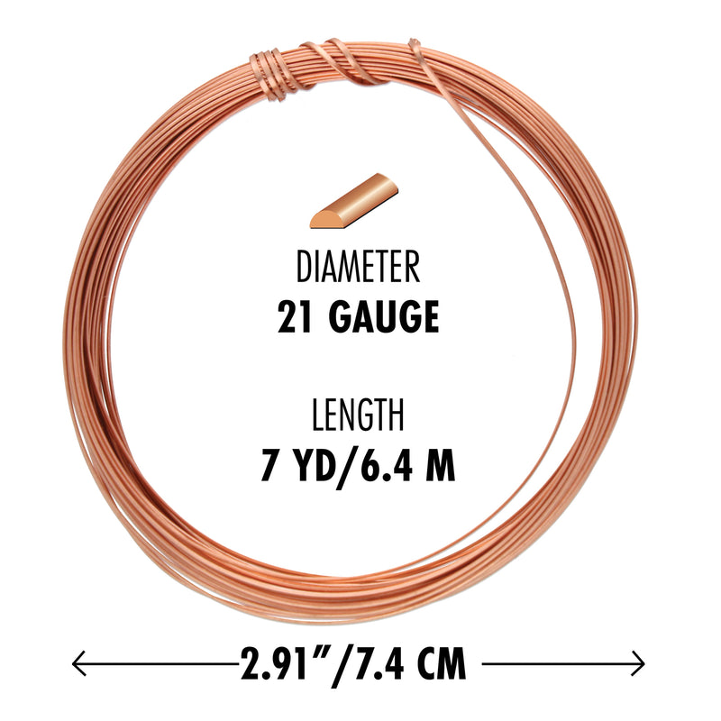 Copper Craft Wire 21 Gauge Soft 1/2 Round