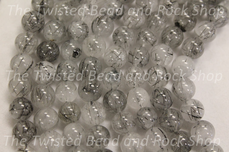 Quartz Black Rutilated Gemstone Beads