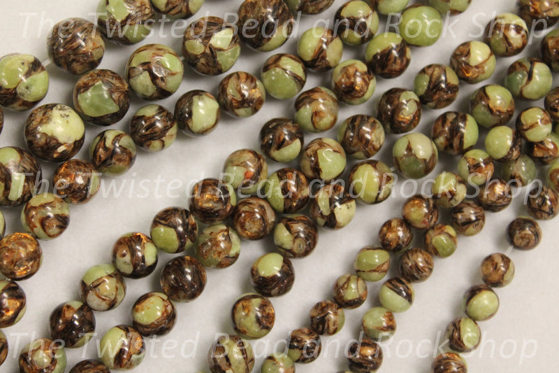 Bronzite and Olivine Gemstone Beads