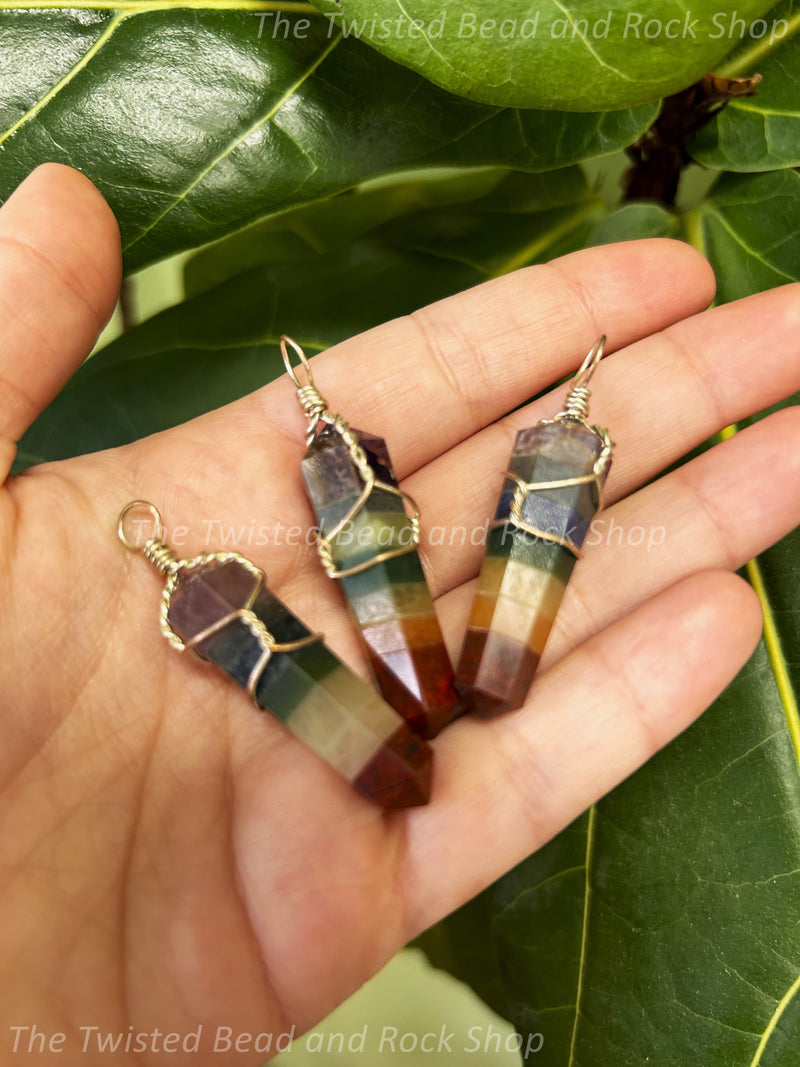 Wire Wrapped Chakra Stone Point Pendants