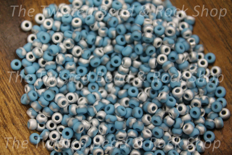 8/0 Czech Union Blue Matte Turquoise Seed Beads