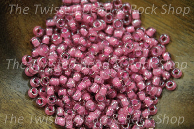 6/0 Fancy Pink Lined Seed Beads