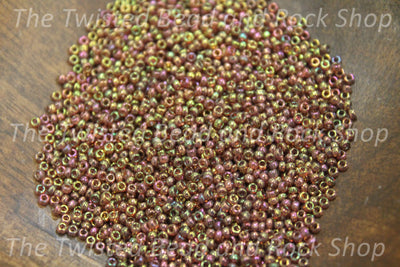 15/0 Gold Luster Dark Topaz Seed Beads