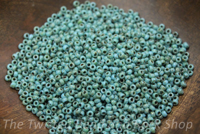 11/0 Miyuki Picasso Seafoam Green Seed Beads
