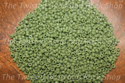11/0 Opaque Olive Green Seed Beads