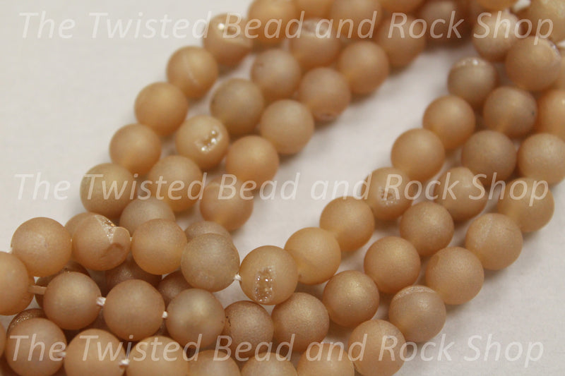 Agate Druzy Peach Gemstone Beads