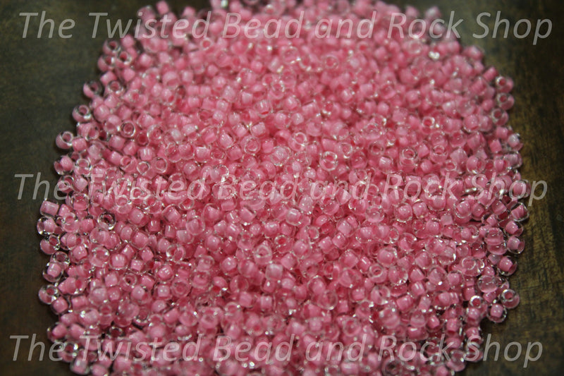 11/0 Pink Lined Crystal Seed Beads