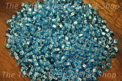 8/0 Silver Lined Aqua Seed Beads