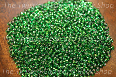 11/0 Silver Lined Green Seed Beads