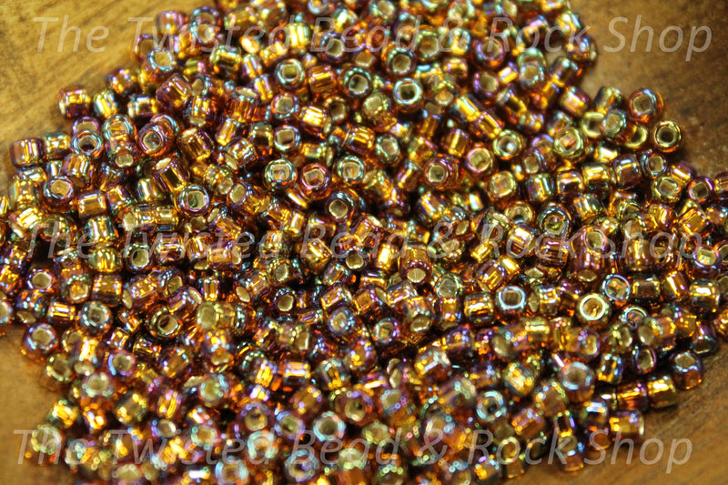 8/0 Silver Lined Rainbow Seed Beads