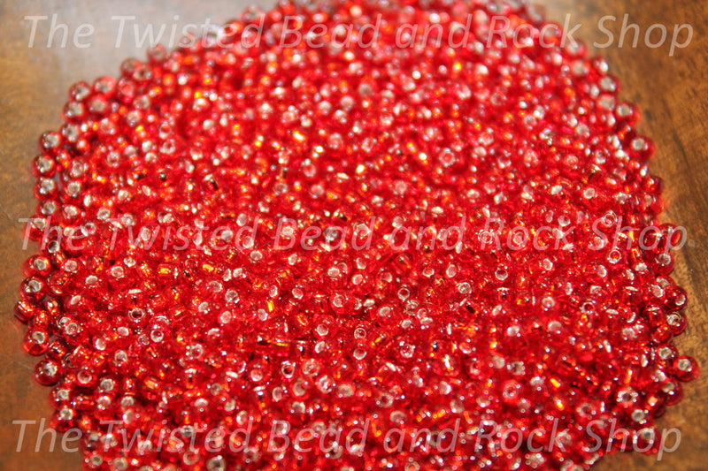 11/0 Silver Lined Round Red Seed Beads