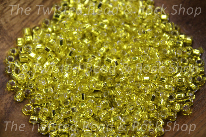 8/0 Silver Lined Yellow Seed Beads