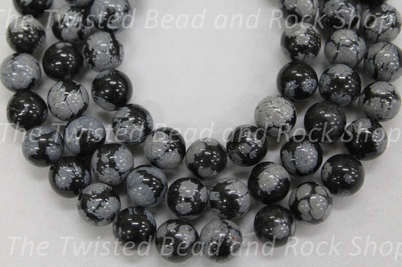 Obsidian Snowflake Gemstone Beads