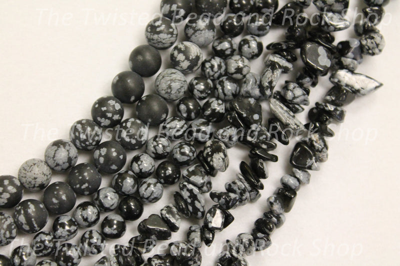 Obsidian Snowflake Gemstone Beads